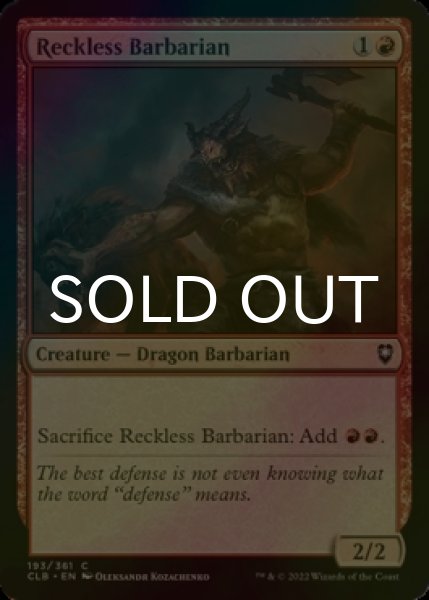 Photo1: [FOIL] Reckless Barbarian 【ENG】 [CLB-Red-C] (1)
